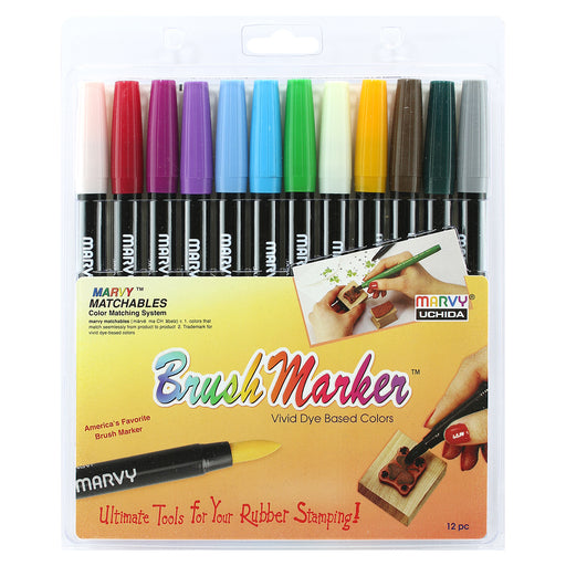 BRUSH MARKER - 12 PIECE BRIGHT SET B