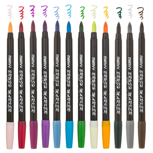 BRUSH MARKER - 12 PIECE BRIGHT SET B