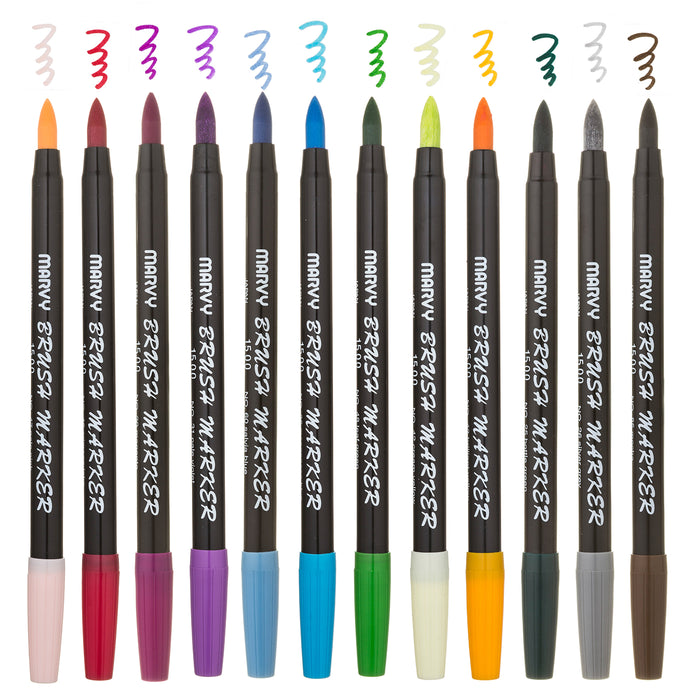 BRUSH MARKER - 12 PIECE BRIGHT SET B