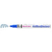 Decocolor outliner marker blue with cap off and a color squiggle at the tip. The color shows a blue outline on the silver squiggle.