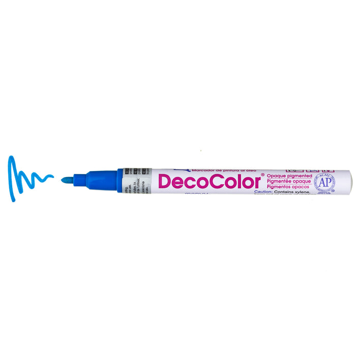 DECOCOLOR® PAINT MARKER FINE blue with color squiggle at the tip