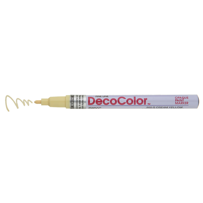 DECOCOLOR® PAINT MARKER FINE cream yellow with color squiggle at the tip