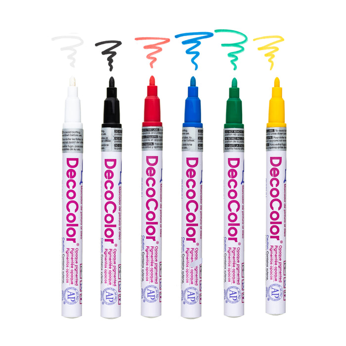 DECOCOLOR® PAINT MARKER FINE white, black, red, blue, green, and yellow