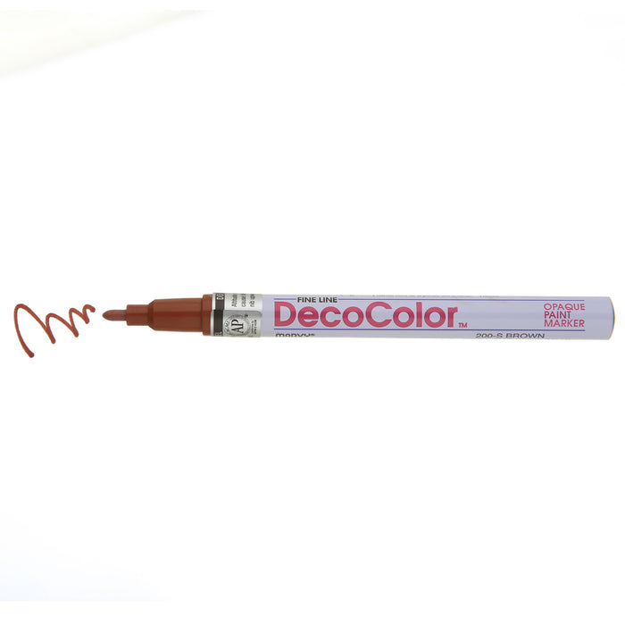 DECOCOLOR® PAINT MARKER FINE brown with color squiggle at the tip