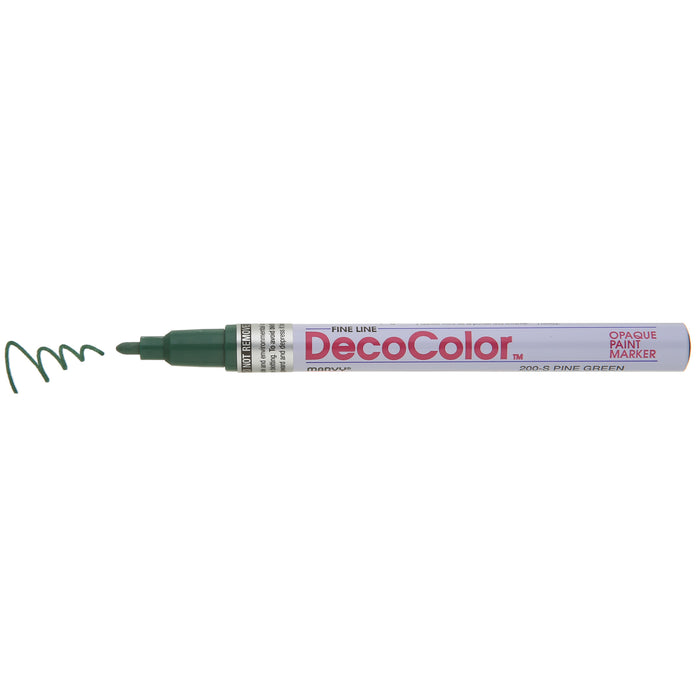 DECOCOLOR® PAINT MARKER FINE pine green with color squiggle at the tip