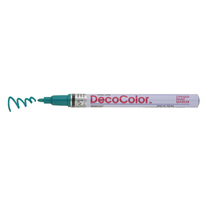 DECOCOLOR® PAINT MARKER FINE teal with color squiggle at the tip