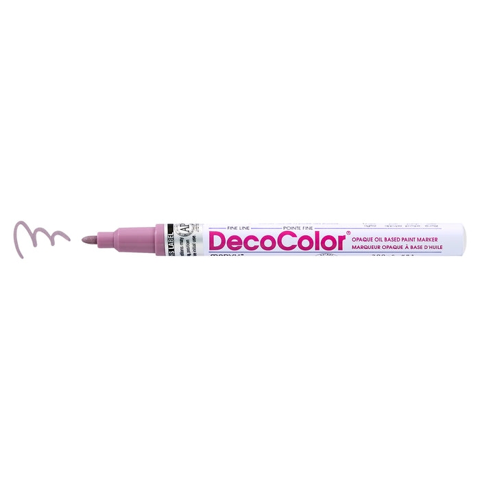 Decocolor Retro fine tip marker pale mauve with cap off and color squiggle at tip