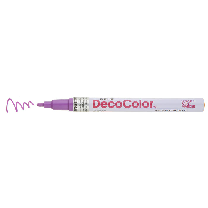 DECOCOLOR® PAINT MARKER FINE hot purple with color squiggle at the tip