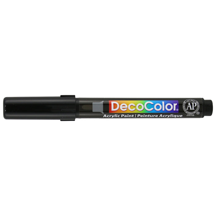 Decocolor acrylic fine tip marker black with cap on