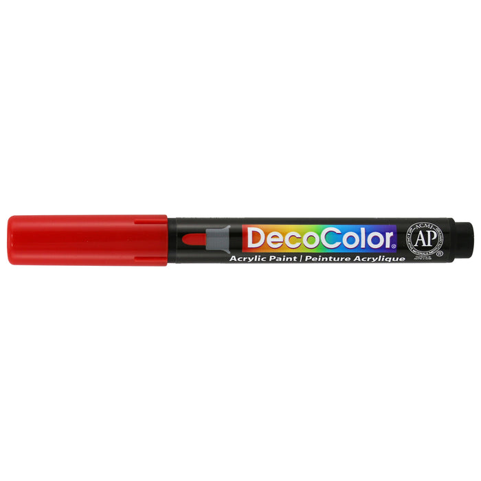 Decocolor acrylic fine tip marker red with cap on