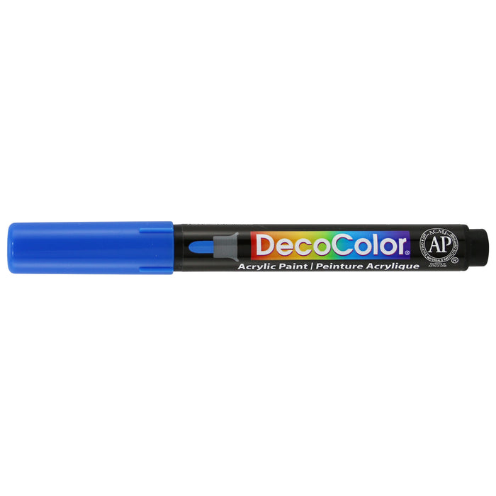 Decocolor acrylic fine tip marker blue with cap on