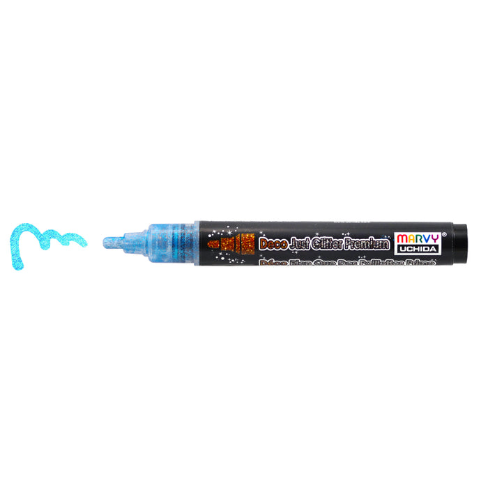 Deco Just Glitter Premium glitter blue with cap off and color squiggle at tip