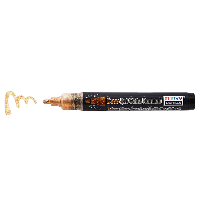 Deco Just Glitter Premium glitter gold with cap off and color squiggle at tip