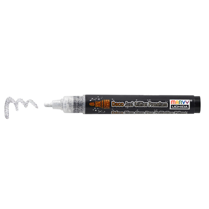 Deco Just Glitter Premium glitter silver with cap off and color squiggle at tip