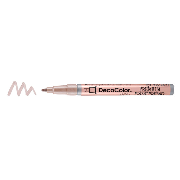 Decocolor premium leafing tip rose gold marker showing color squiggle at the tip.
