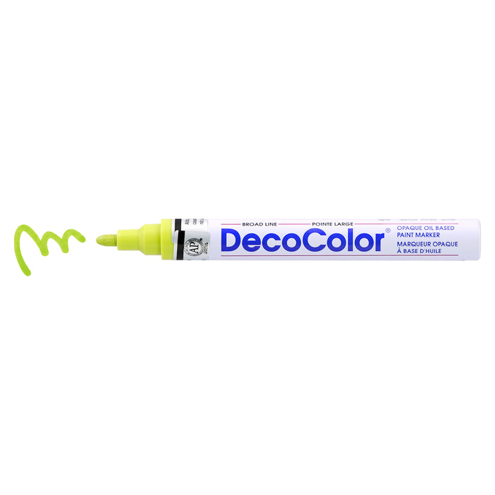 DECOCOLOR® PAINT MARKER BROAD lime green with color squiggle at the tip