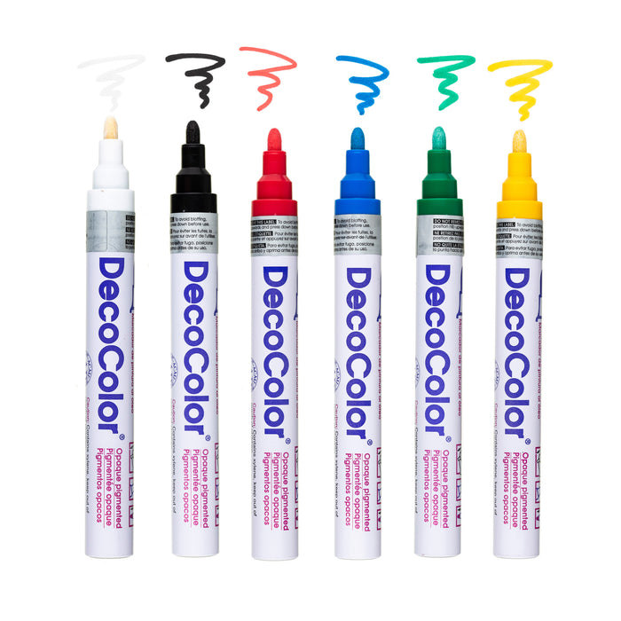 DECOCOLOR® PAINT MARKER broad white black, red, blue, green, and yellow