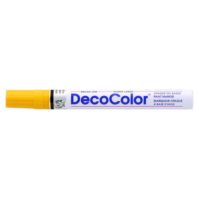Decocolor broad marker in mustard with cap on