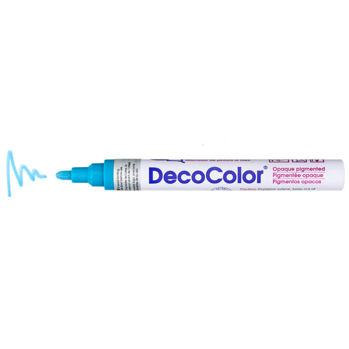 DECOCOLOR® PAINT MARKER BROAD light blue with color squiggle at the tip