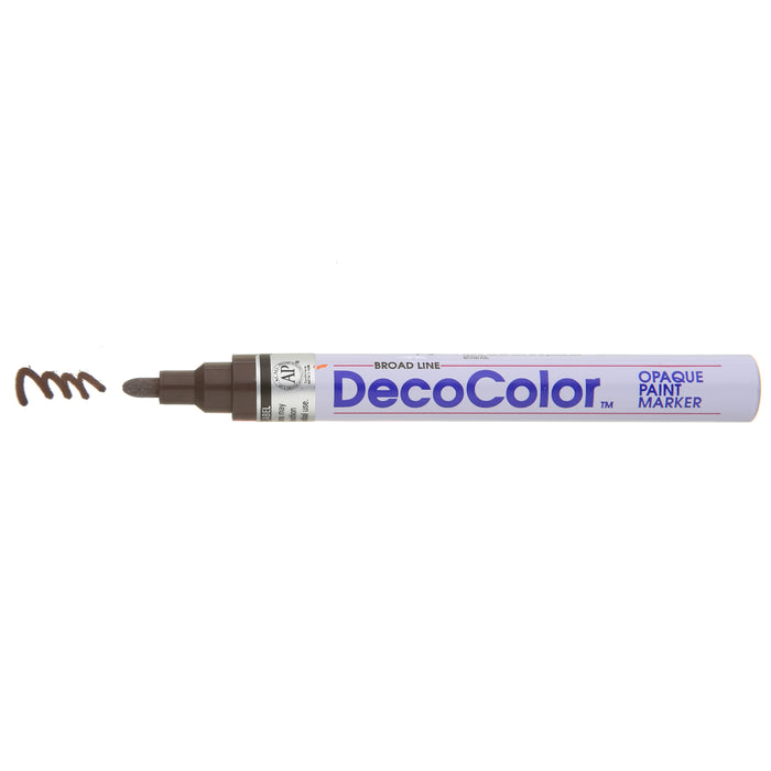 DECOCOLOR® PAINT MARKER BROAD dark brown with color squiggle at the tip