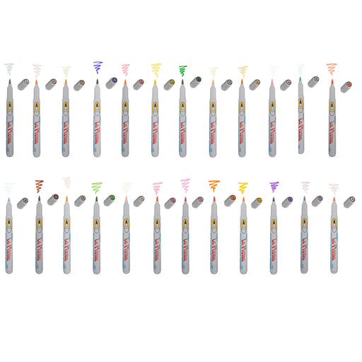 Le plume permanent pastel set with cap off and color squiggle at the tip.