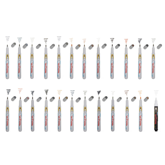 Le plume permanent grey set markers with cap off showing color squiggle at the tip