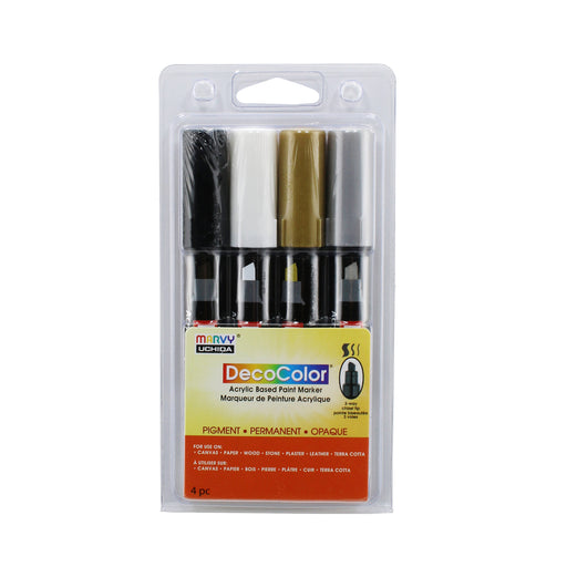 Decocolor acrylic marker classic set with black, white, gold, and silver