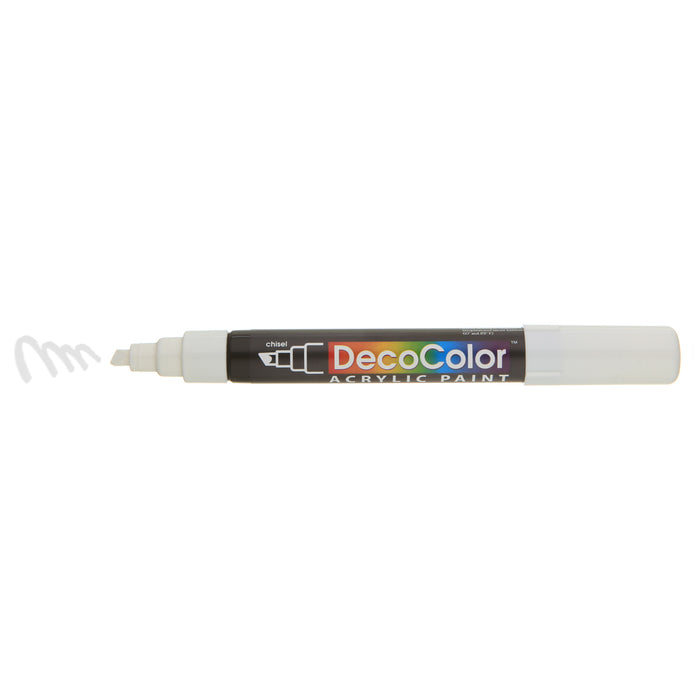 DECOCOLOR ACRYLIC white with cap off showing color squiggle at the tip.