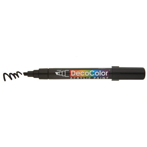 DECOCOLOR ACRYLIC black with cap off showing color squiggle at the tip.