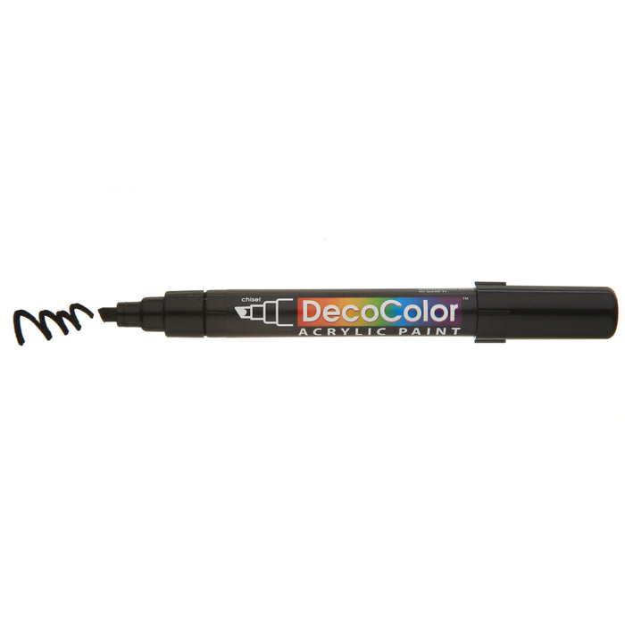 DECOCOLOR ACRYLIC black with cap off showing color squiggle at the tip.