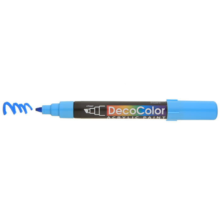 DECOCOLOR ACRYLIC light blue with cap off showing color squiggle at the tip.