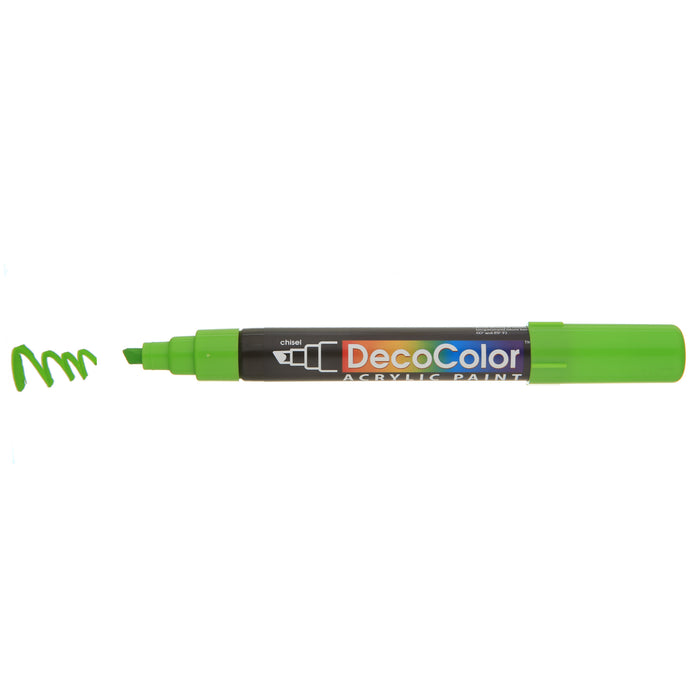 DECOCOLOR ACRYLIC light green with cap off showing color squiggle at the tip.