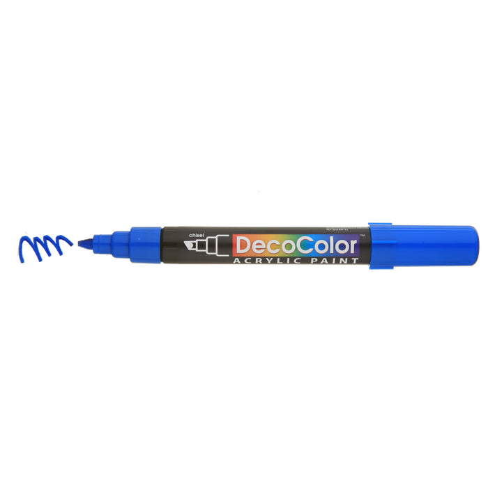 DECOCOLOR ACRYLIC blue with cap off showing color squiggle at the tip.