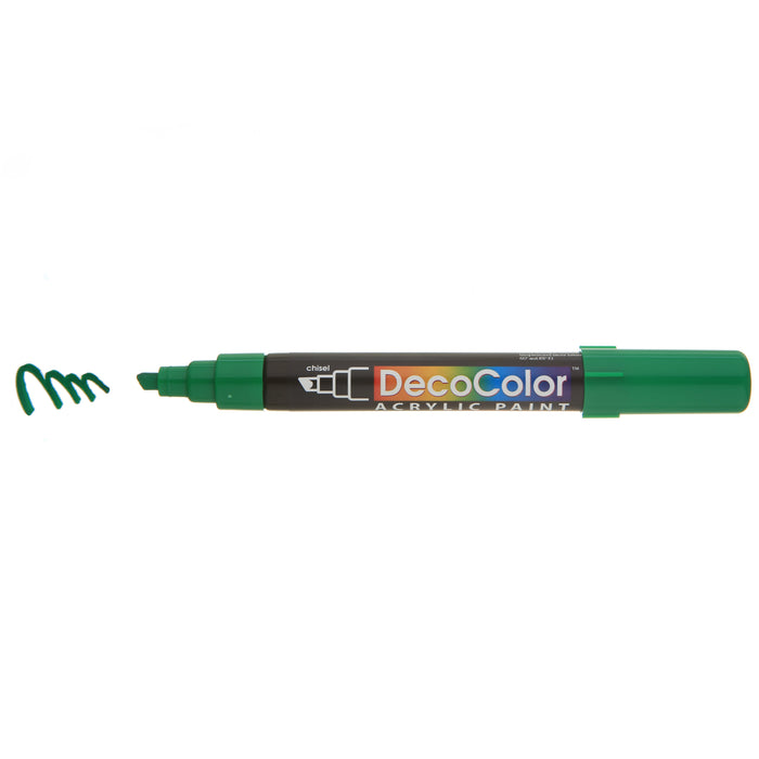 DECOCOLOR ACRYLIC green with cap off showing color squiggle at the tip.