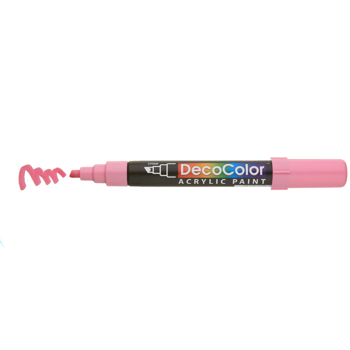 DECOCOLOR ACRYLIC bubblegum pink with cap off showing color squiggle at the tip.