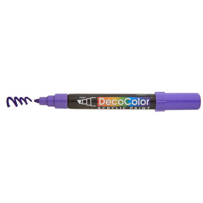 DECOCOLOR ACRYLIC violet with cap off showing color squiggle at the tip.