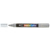 Decocolor acrylic marker silver with cap off and color lines at tip