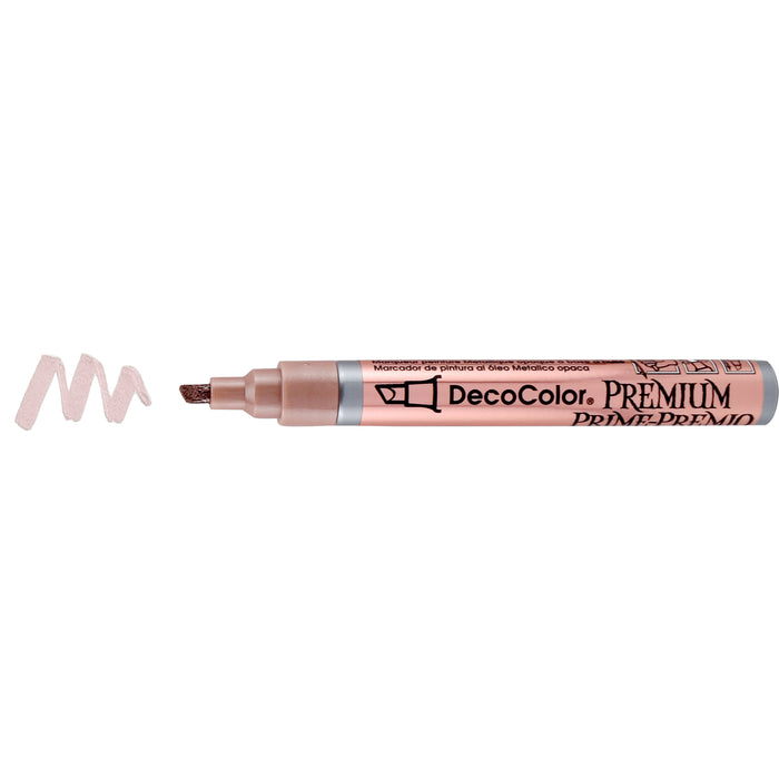 Decocolor premium chisel tip rose gold marker showing color squiggle at the tip.
