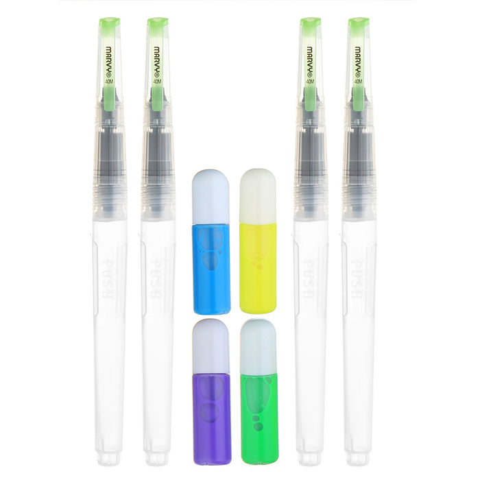 FABRI-INK FLUORESCENT SET - 4 brushes with fluorescent ink blue, yellow, violet and green.