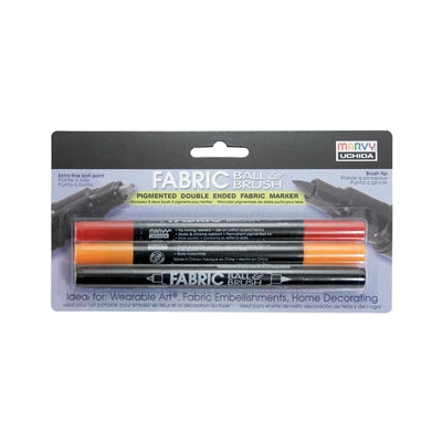 FABRIC BALL AND BRUSH 3 pack with red, orange, and black