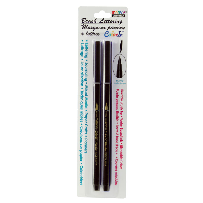 BRUSH LETTERING MARKERS 2 PIECE SET - Marvy Uchida