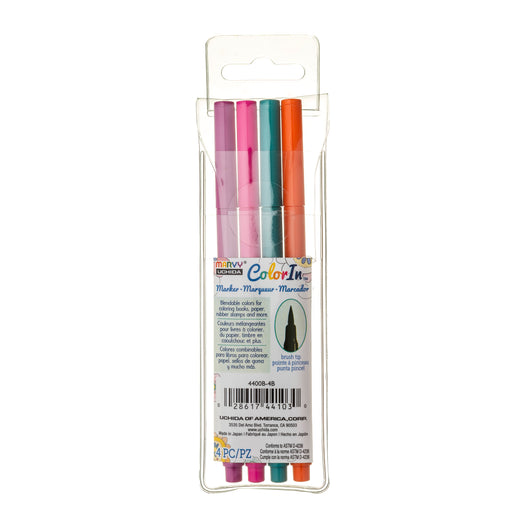 COLOR IN BRUSH MARKER - 4 PC SETS - Marvy Uchida