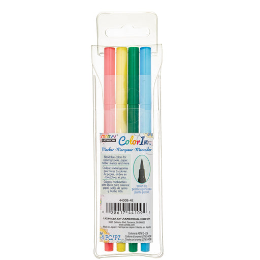 COLOR IN BRUSH MARKER - 4 PC SETS - Marvy Uchida