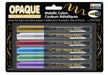 MARVY UCHIDA OPAQUE BRUSH 6 PIECE SET with metallic colors gold, silver, red, blue, green, and violet