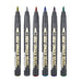 MARVY UCHIDA OPAQUE BRUSH 6 PIECE SET with metallic gold, silver, red, blue, violet and green