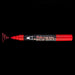 Bistro chalk broad tip red with cap off showing ink color on a black background.