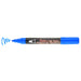 Bistro chalk broad tip blue with cap off showing ink color on a white background.