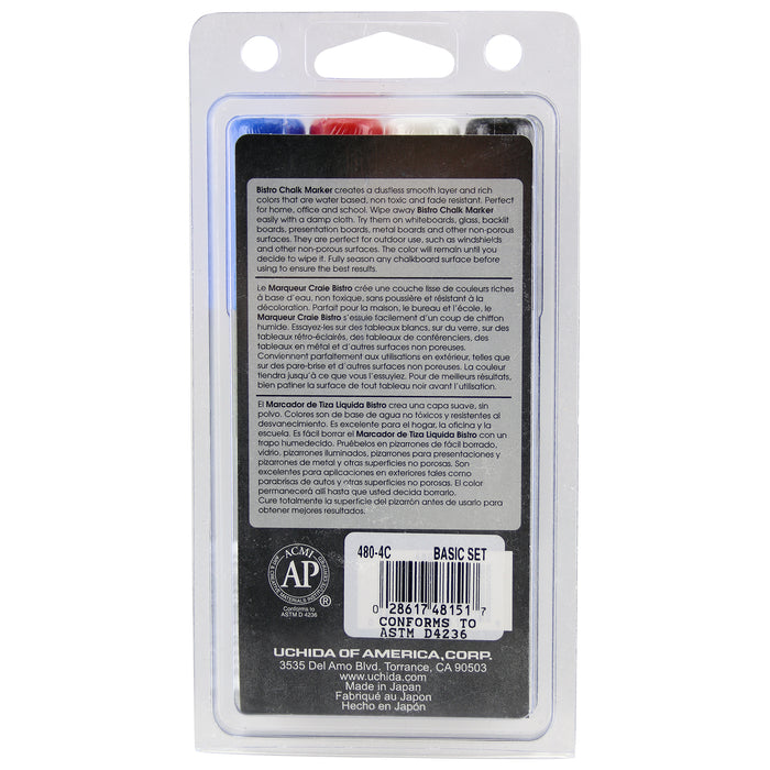 BISTRO CHALK MARKER BROAD TIP SET 4C