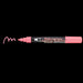 Bistro chalk fluorescent red broad tip with cap off showing ink color on a black background.