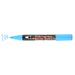 Bistro chalk fluorescent blue broad tip with cap off showing ink color on a white background.